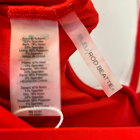 Bleu by Rod Beattie Lined Shirred Kore Halter Tankini Swimsuit Red Size 6 NWT - Picture 11 of 14